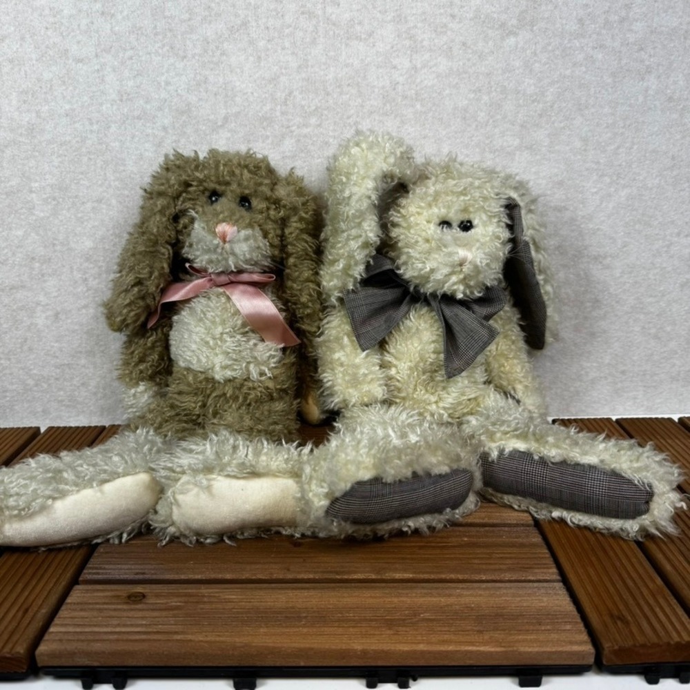 2 Vtg Boyd's Bears Weighted Large Rabbits 19" Scrappy Plush Toy Stuffed Animal